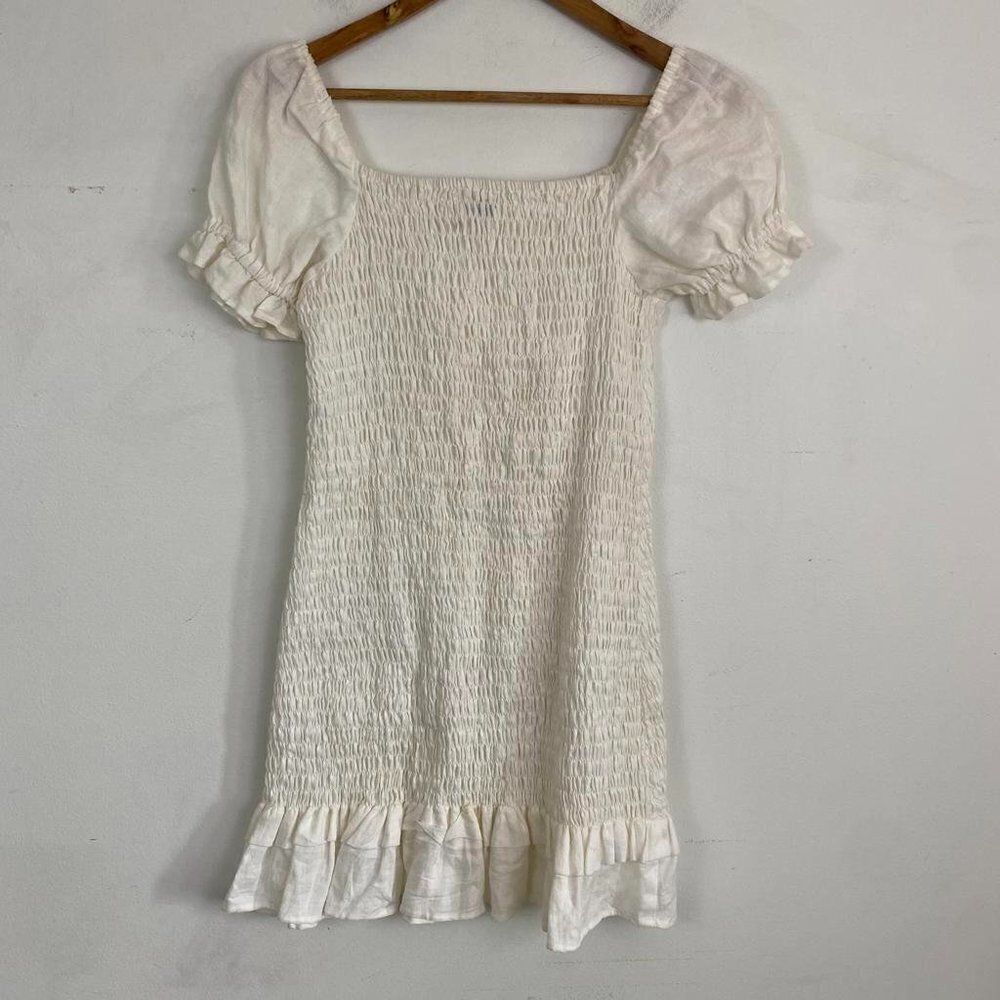 FAITHFULL THE BRAND white linen shirred mini dress - Picture 10 of 10